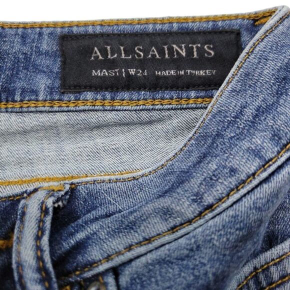 Allsaints Jeans Size 24 23x26.5 All Saints Mast Skinny Jeans Stretch Altered Hem - Picture 7 of 7